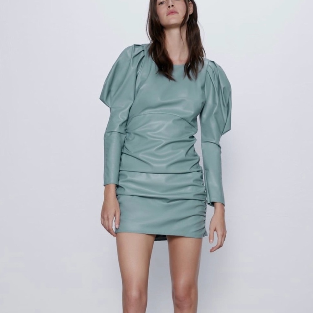 NWT ZARA Faux Leather Mini Dress Large